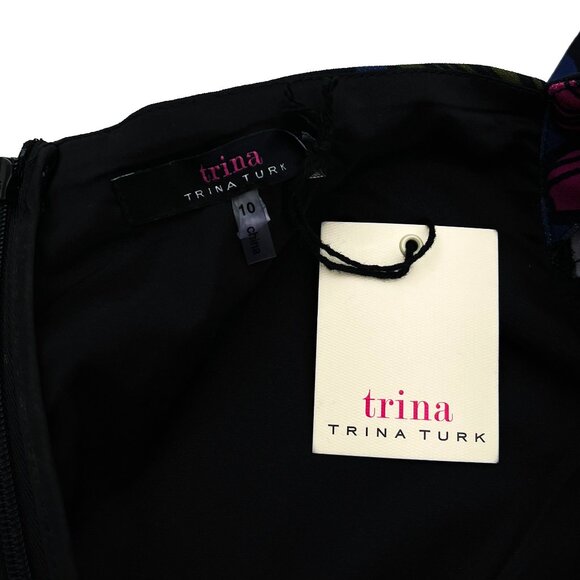 Trina Turk Dress Sz 10 Miley Bell Sleeve Colorful Pencil Floral Dress NWT Womens - Picture 3 of 5